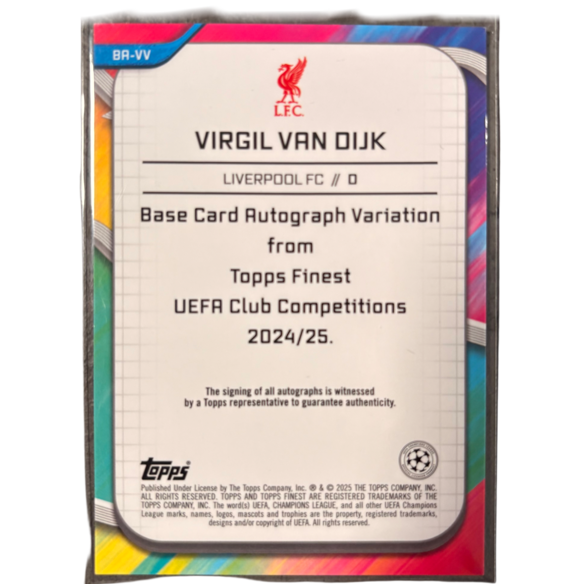 VAN DIJK - 2024/25 Topps Finest /125 Auto