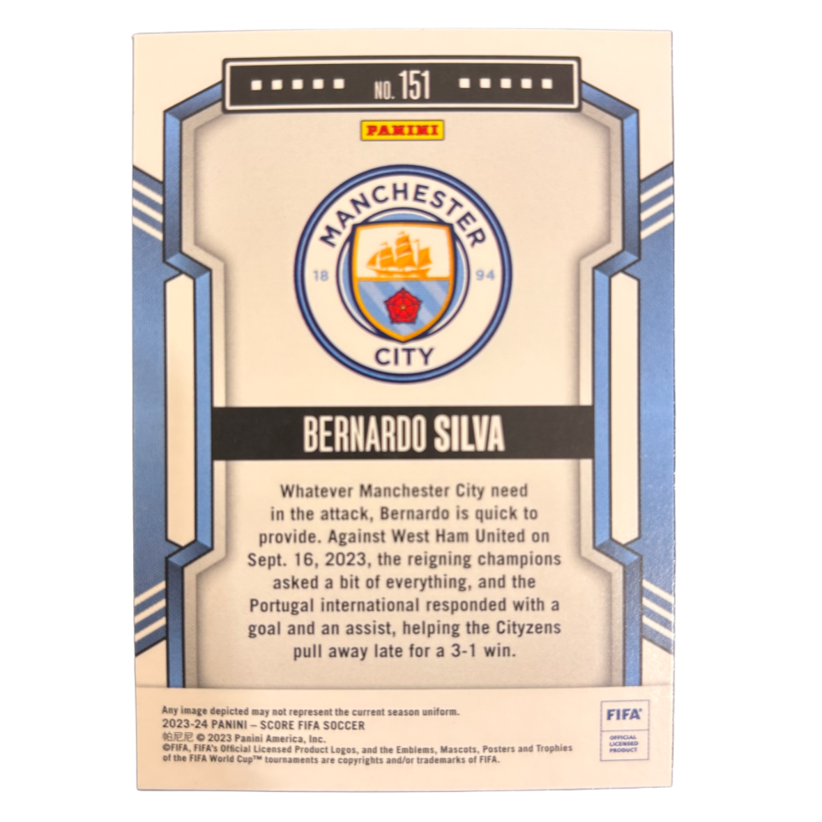 BERNARDO SILVA - 2023/24 Panini Score FIFA Gold /10 Manchester City