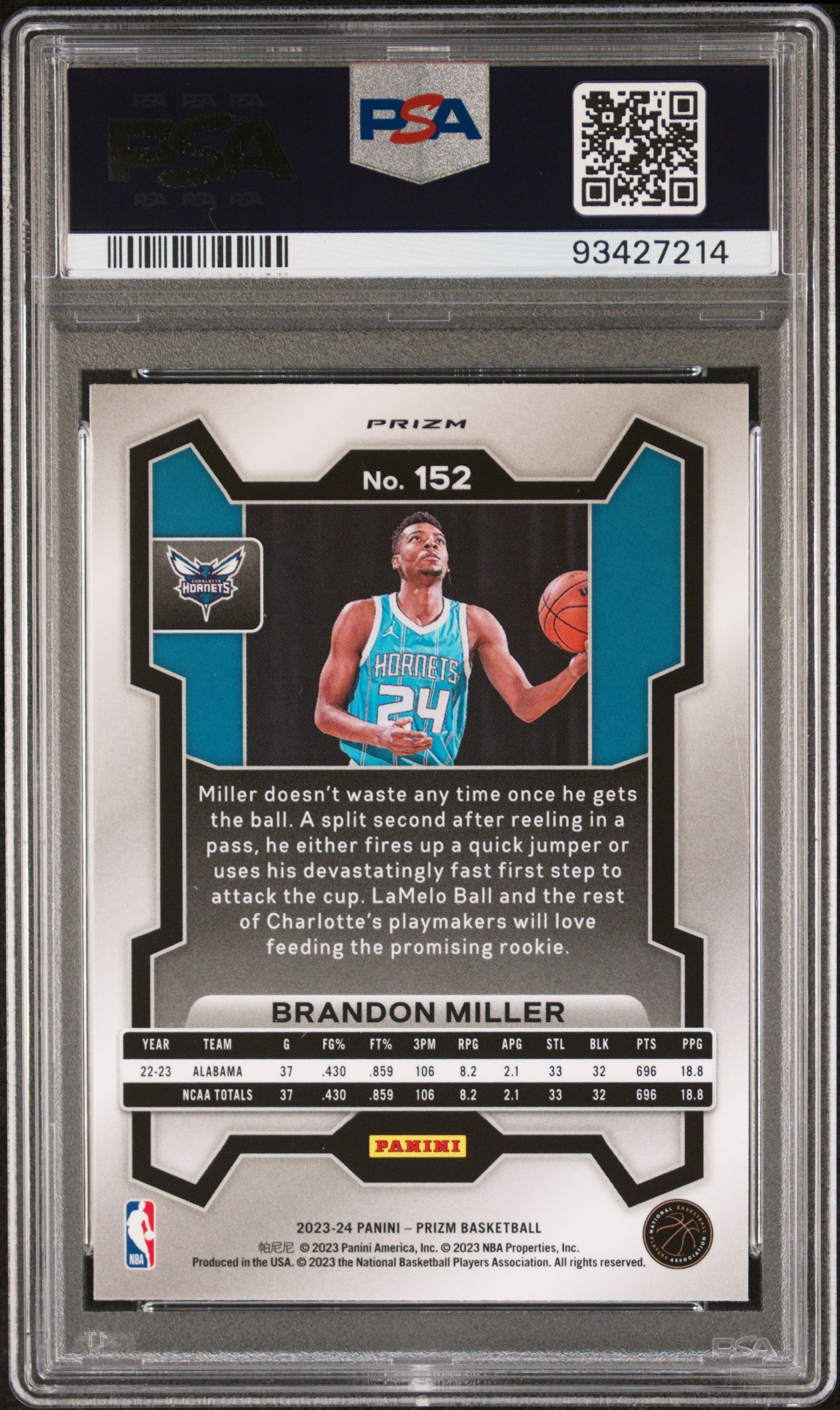 BRANDON MILLER - 2023 Prizm Orange Ice RC PSA 10