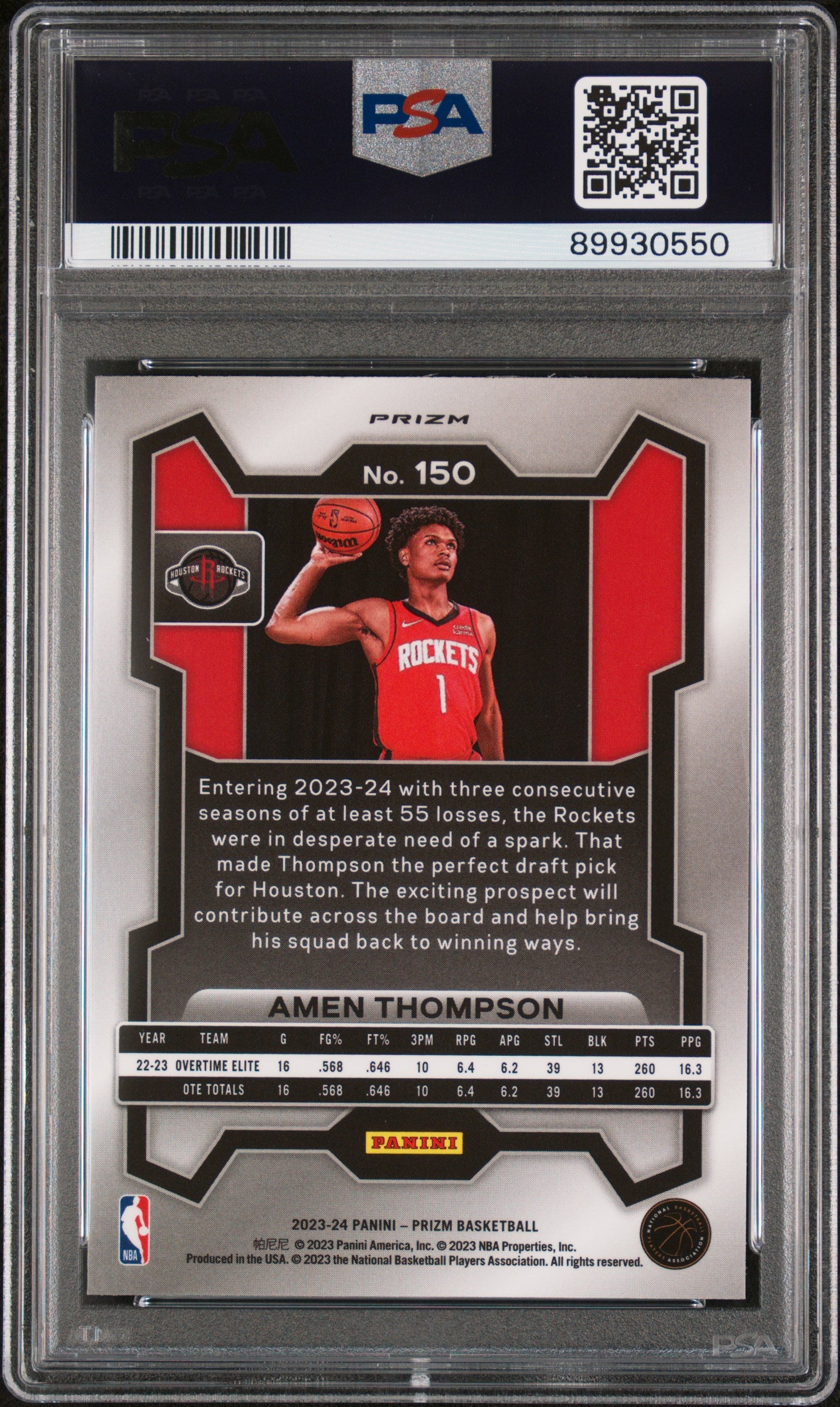 AMEN THOMPSON - 2023 Prizm Ice RC /75 PSA 10