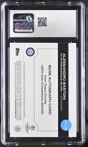 BASTONI - 2024/25 Topps Chrome Uefa CC Red Geometric Refractor Auto /5 CGC 9 Auto 10