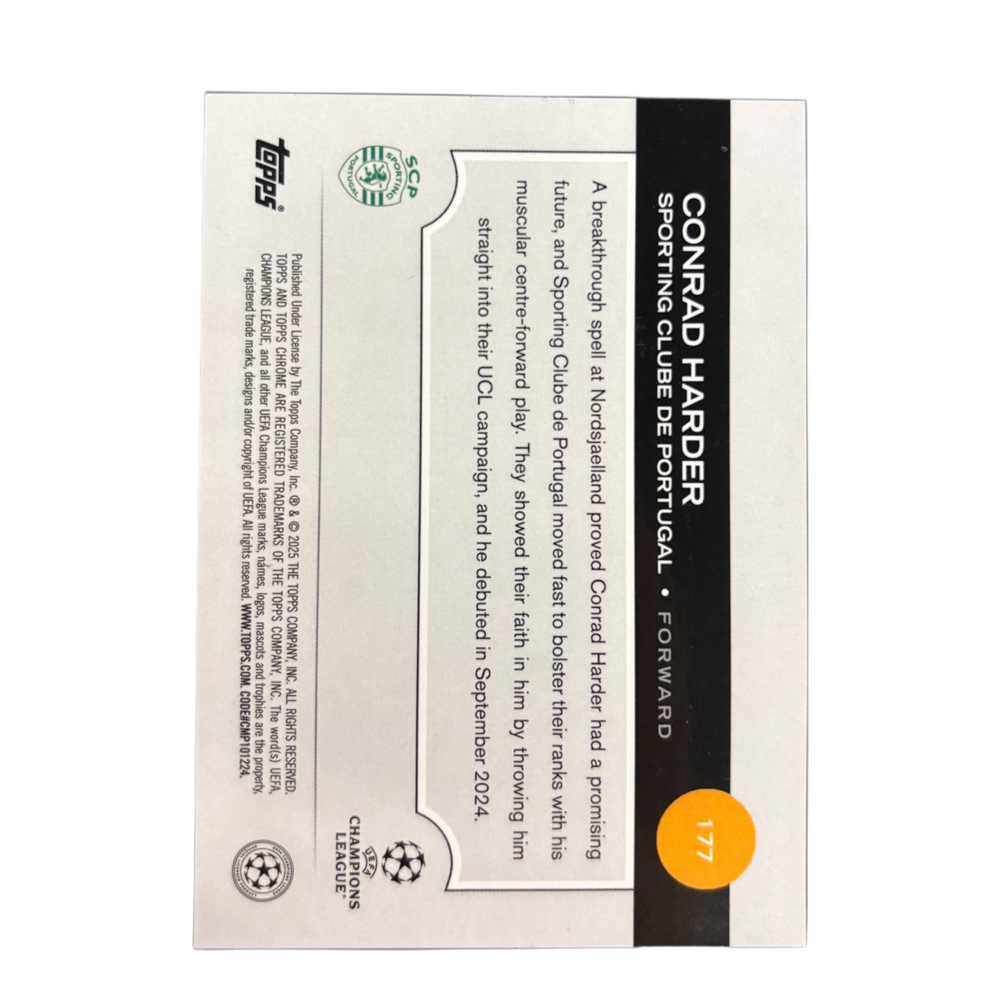 HARDER - 2024/25 Topps Chrome Sporting Lisbona RC /50