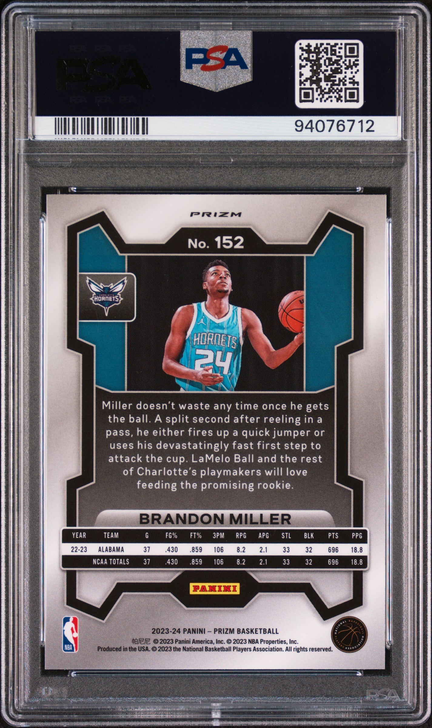 BRANDON MILLER - 2023 Prizm Silver RC PSA 10