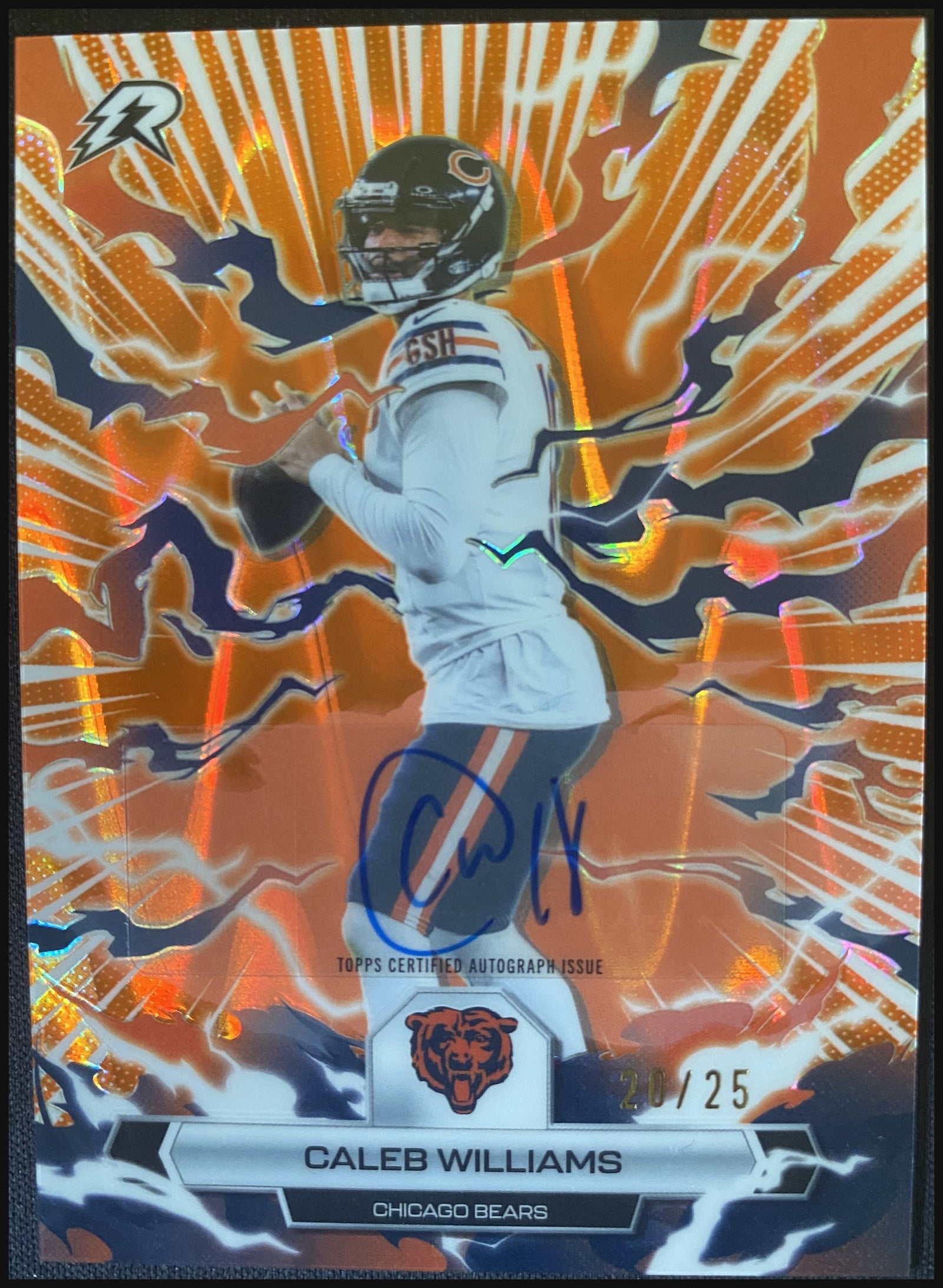 CALEB WILLIAMS 2025 Topps Resurgence Orange Power Surge Auto #16 20/25 - front