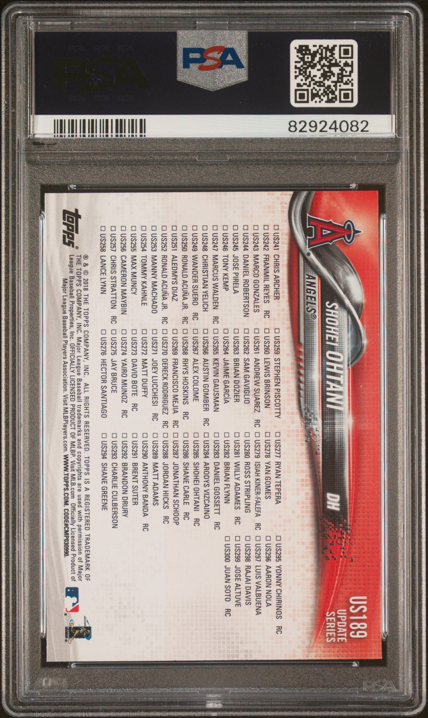SHOHEI OHTANI - 2018 Topps Update RC #US189 PSA 10