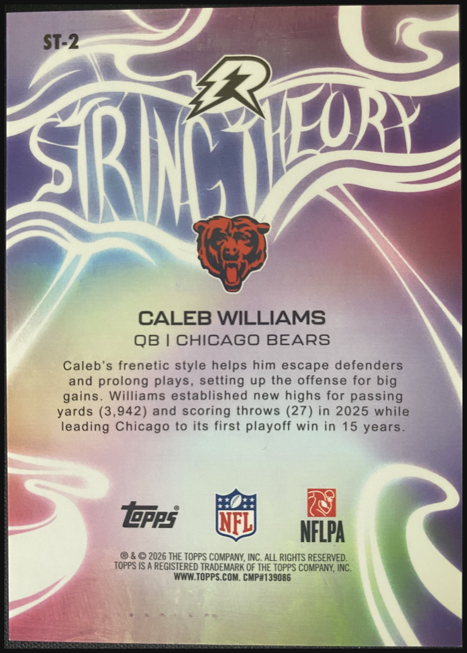 CALEB WILLIAMS 2025 Topps Resurgence String Theory SSP #ST-2 - back