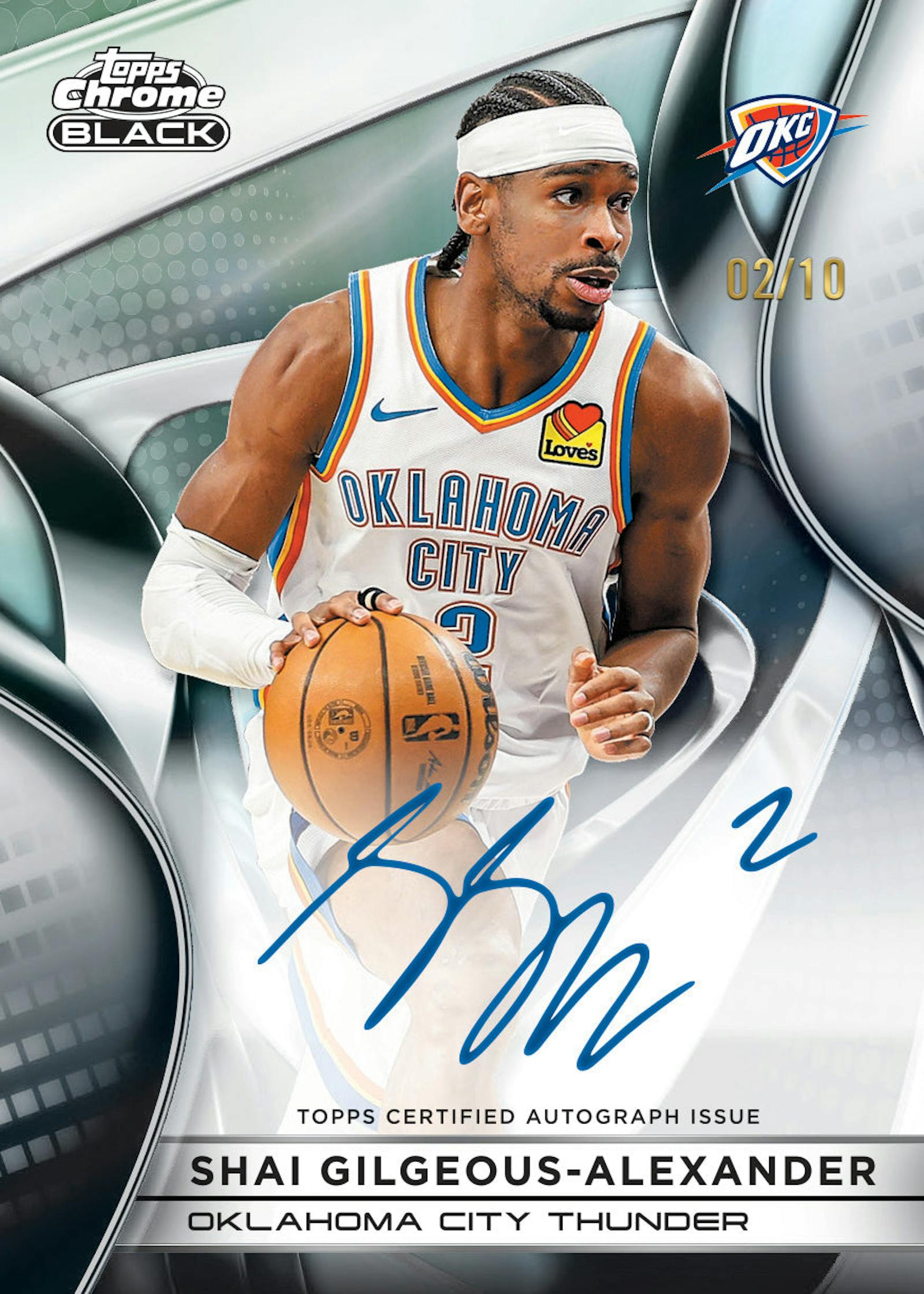 2025-26 Topps Chrome Black Basketball Shai Gilgeous-Alexander autograph numbered to 10