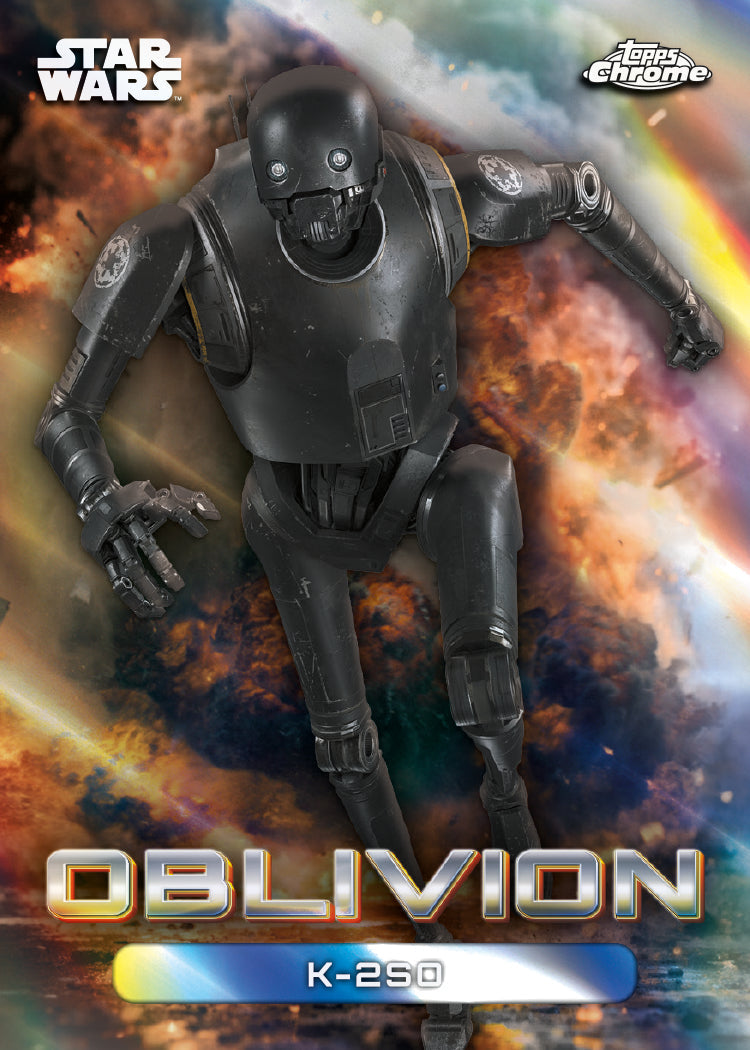 K-2SO Oblivion insert, possible pull from 2026 Topps Chrome Star Wars; not guaranteed