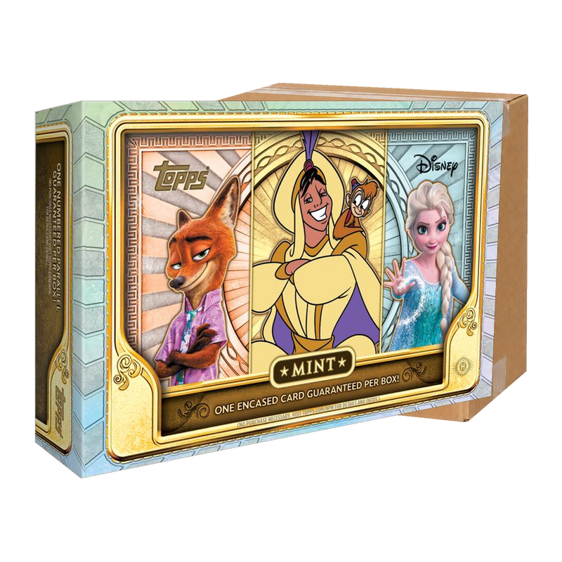 2026 Topps Disney Mint Hobby Case - illustrative composition of official Hobby Box and neutral carton; 6 Boxes per Case