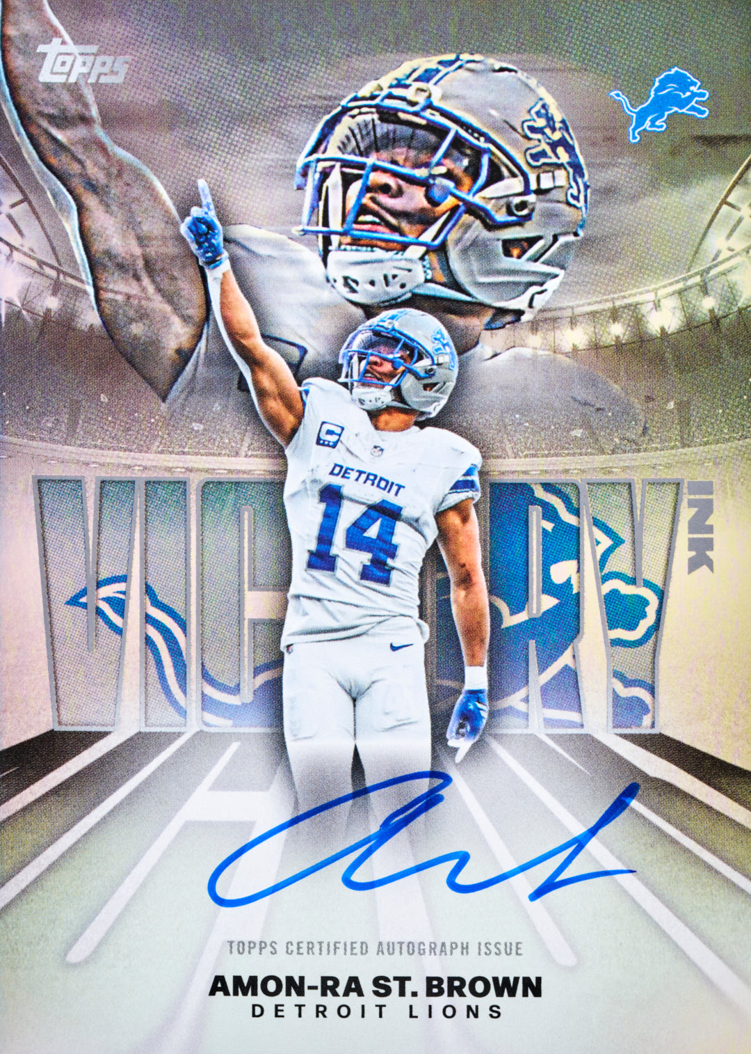 2026 Topps Flagship Football Amon-Ra St. Brown Victory Ink autograph card