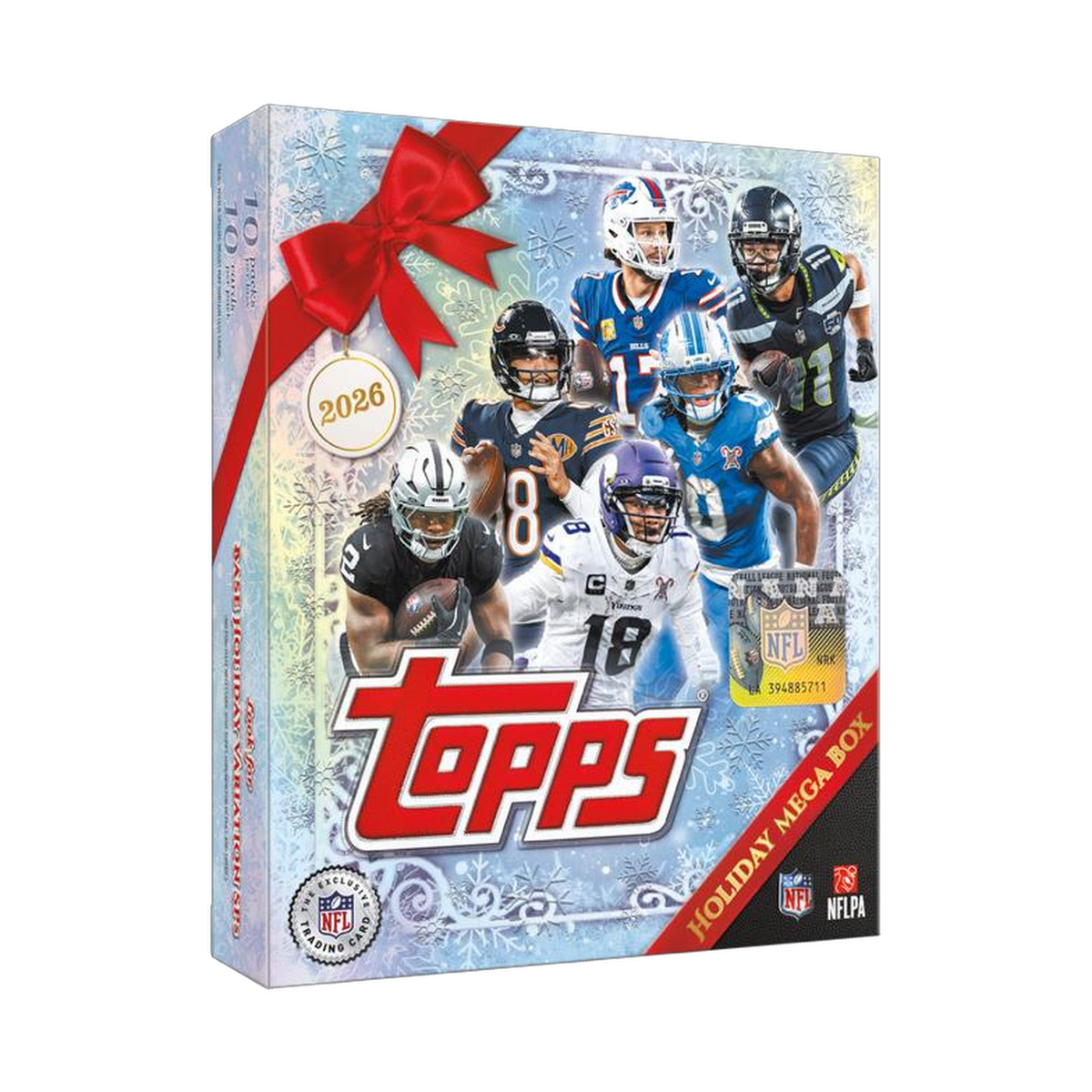 2026 Topps Holiday Football Mega Box — official packaging; Case contains 20 Mega Boxes