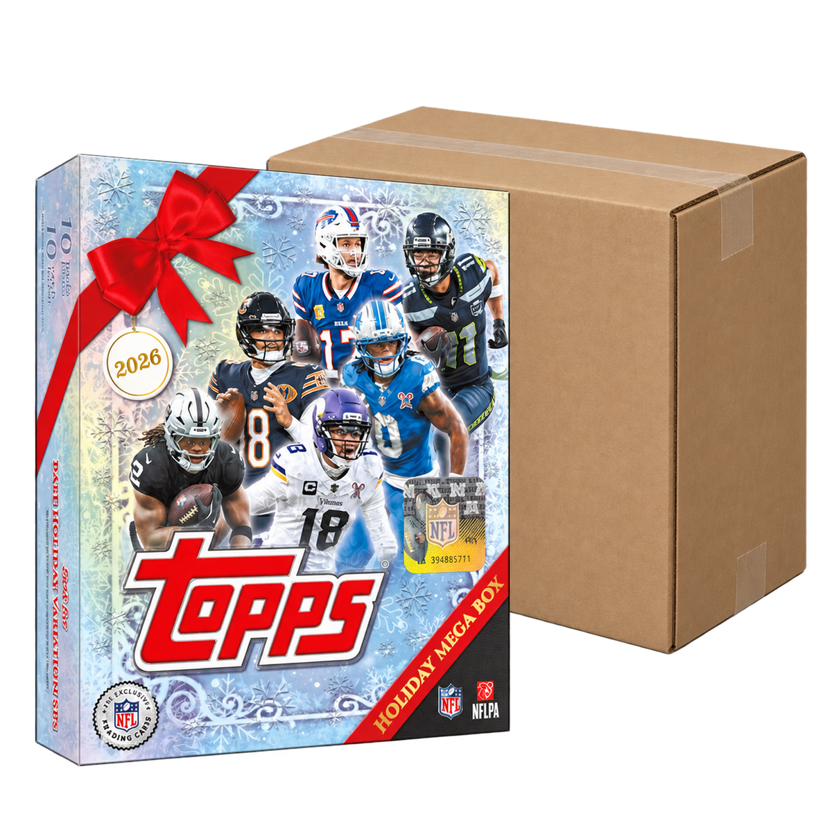 2026 Topps Holiday Football Mega Case — illustrative carton with Mega Box