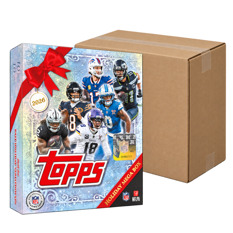 2026 Topps Holiday Football Mega Case — illustrative carton with Mega Box