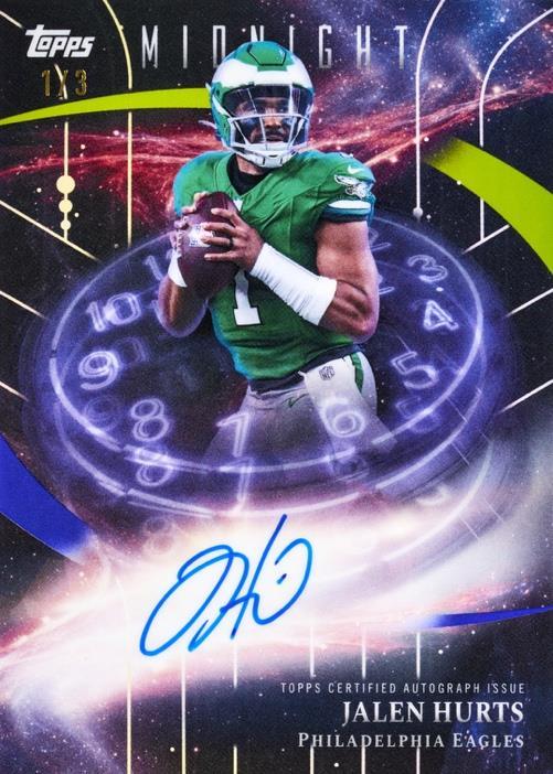 2026 Topps Midnight Football Jalen Hurts Stroke of Midnight Autograph - example of a possible pull, not guaranteed