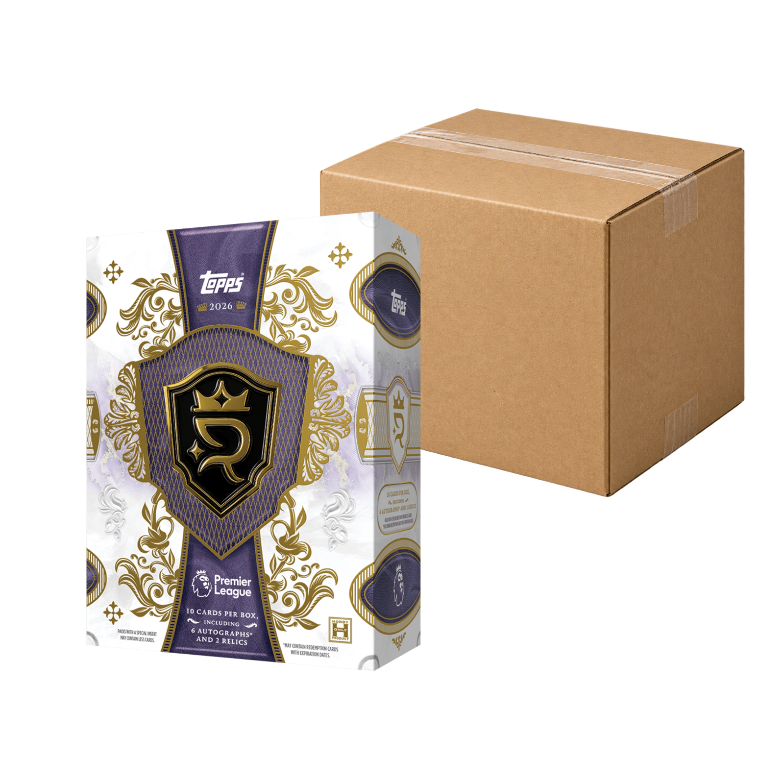 2026 Topps Royalty Premier League Hobby Case with sealed carton and Hobby Box