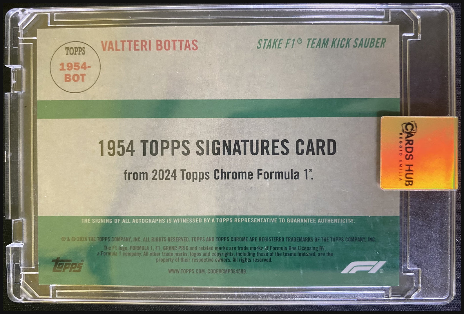 VALTTERI BOTTAS 2024 Topps Chrome Formula 1 1954 Topps Signatures Orange Refractor Auto #1954-BOT 17/25 - back