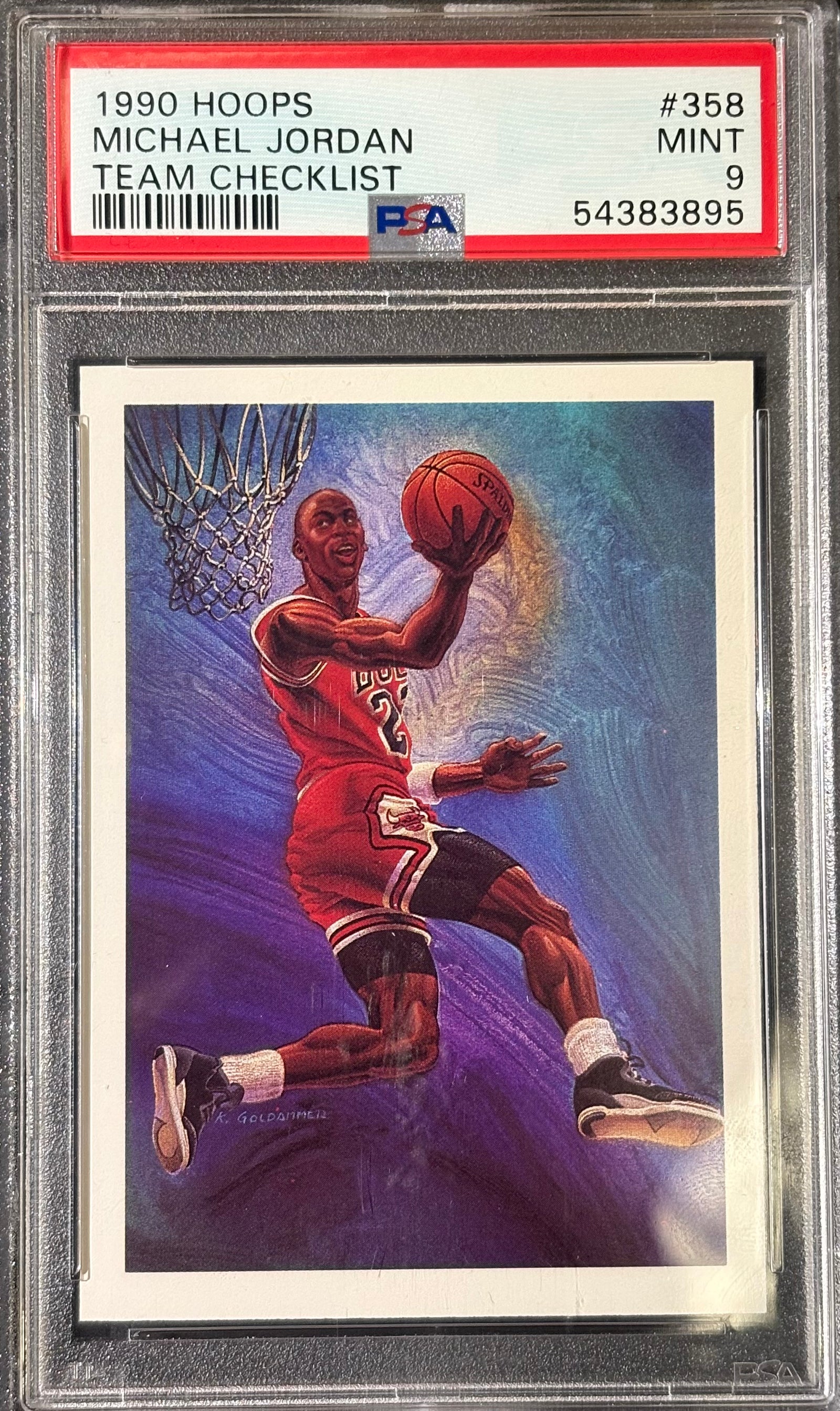 MICHAEL JORDAN - 1990 Hoops Team Checklist PSA 9