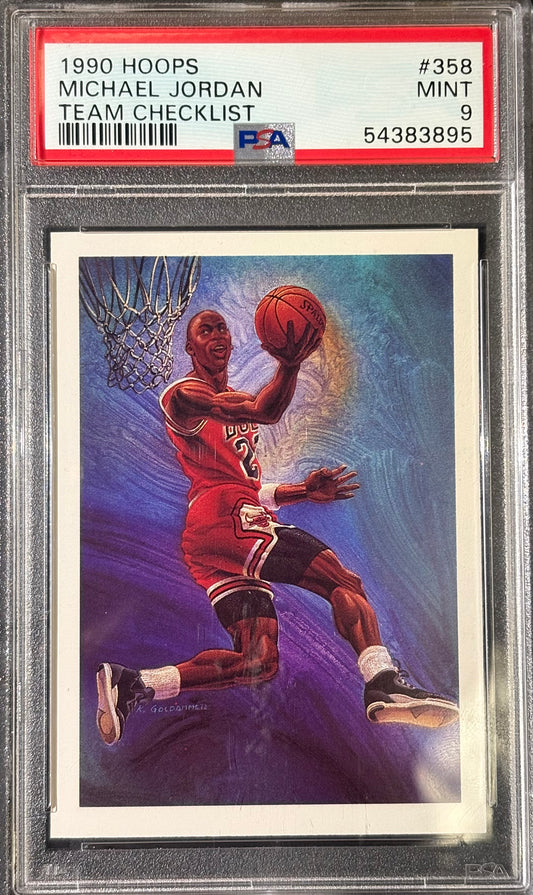MICHAEL JORDAN - 1990 Hoops Team Checklist PSA 9