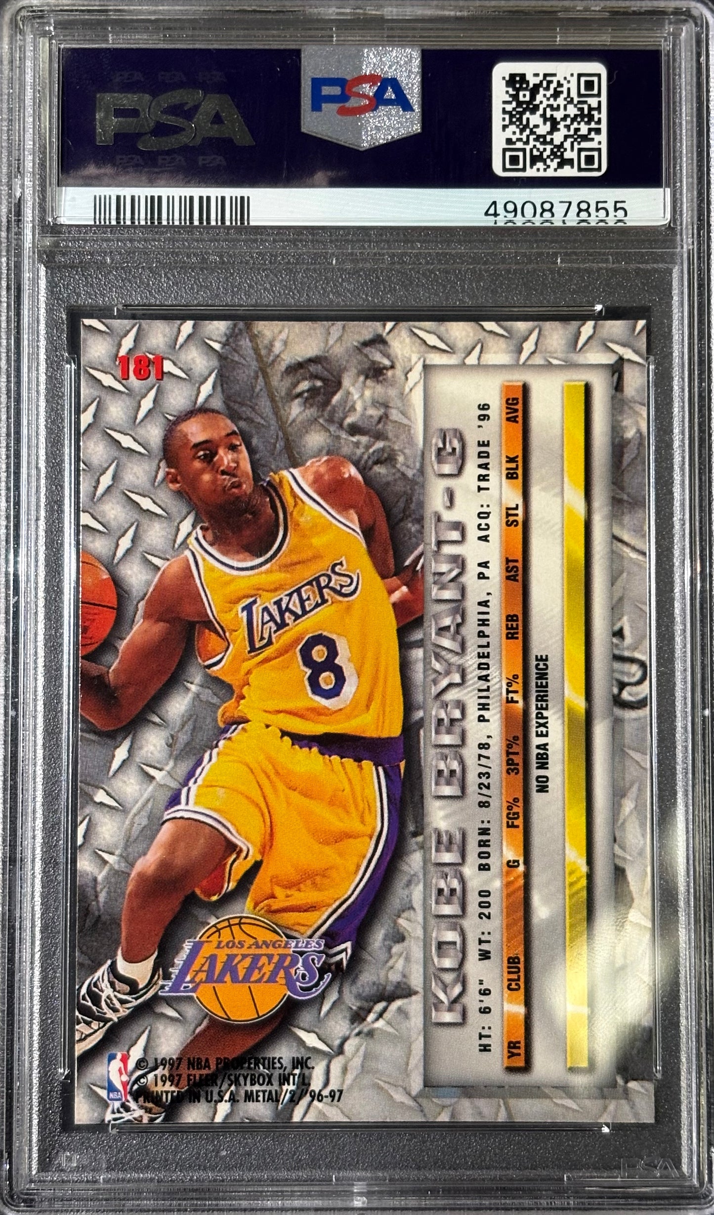 KOBE BRYANT - 1996 Fleer Metal Rookie PSA 9