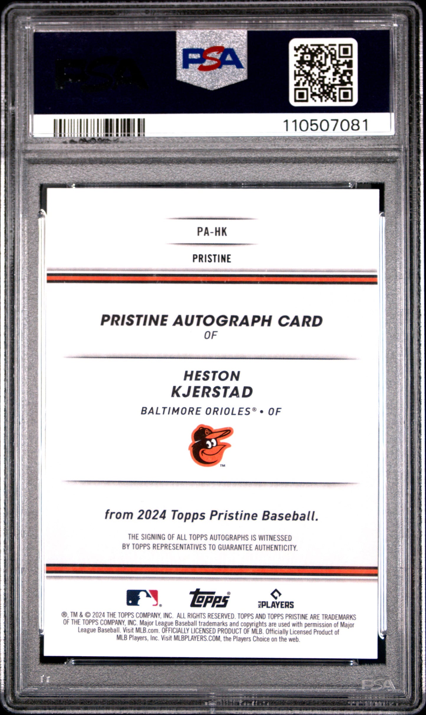 KJERSTAD - 2024 Topps Pristine Auto Green /150 RC PSA 10