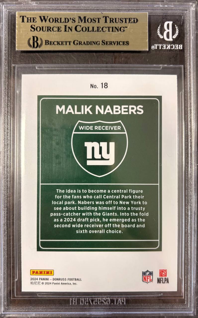 MALIK NABERS - 2024 Donruss Downtown! RC BGS 9.5