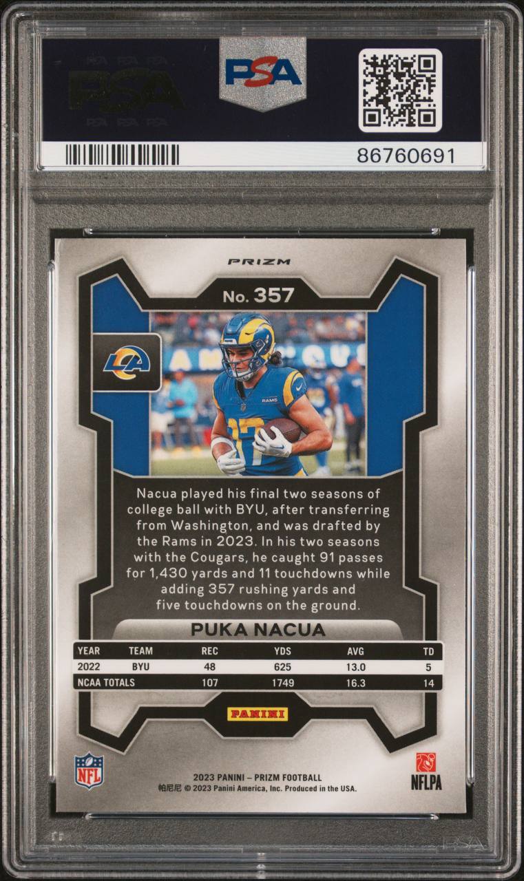 PUKA NACUA - 2023 Prizm Lazer RC PSA 10