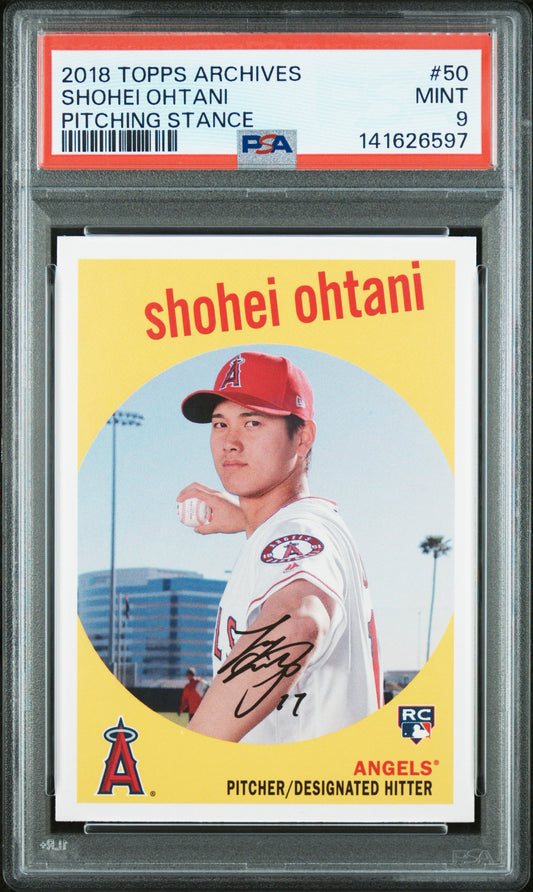 SHOHEI OHTANI - 2018 Topps Archives Pitching Stance RC PSA 9