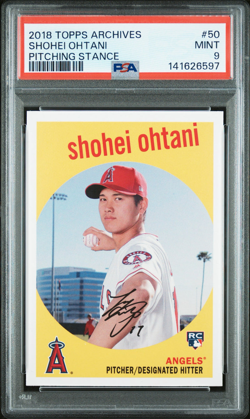 SHOHEI OHTANI - 2018 Topps Archives Pitching Stance RC PSA 9