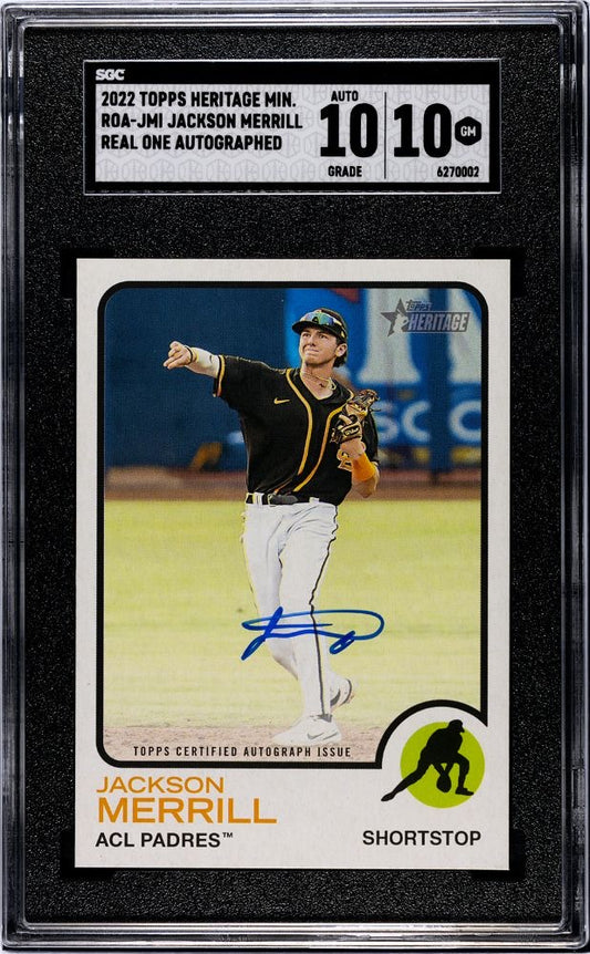 JACKSON MERRILL – 2022 Topps Heritage Minor League Real One Auto
