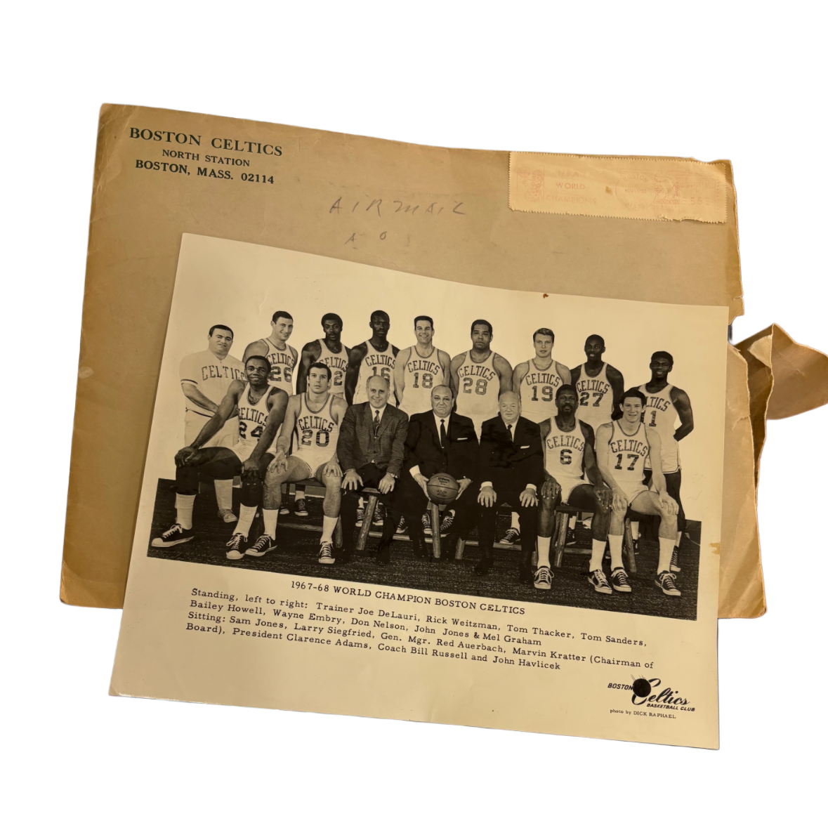 1967-68 Boston Celtics - Foto Originale con Busta Ufficiale