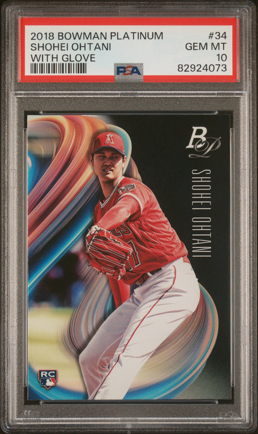 SHOHEI OHTANI - 2018 Bowman Platinum With Glove RC PSA 10