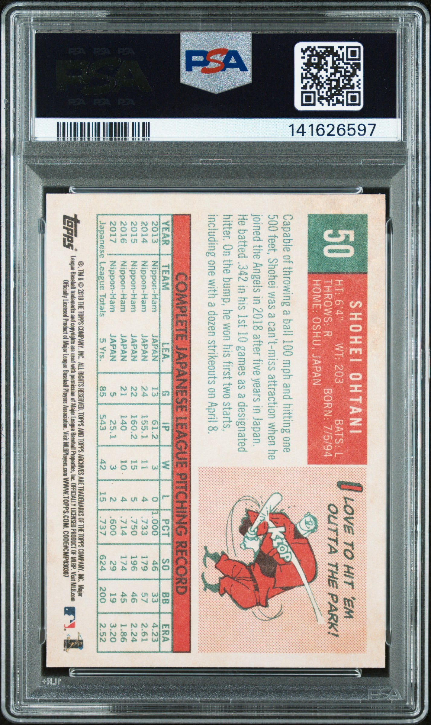 SHOHEI OHTANI - 2018 Topps Archives Pitching Stance RC PSA 9