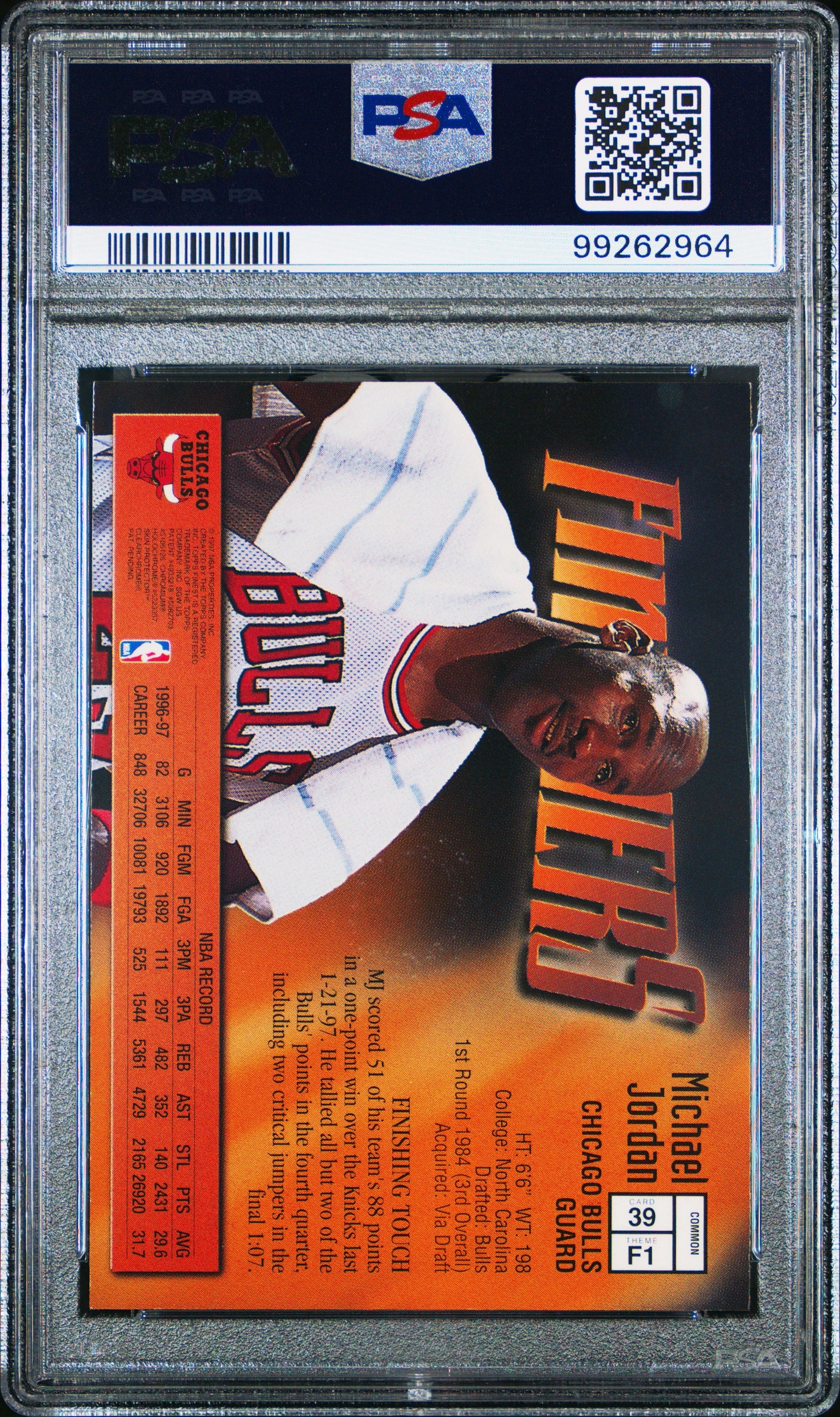 MICHAEL JORDAN - 1997 Finest Finishers PSA 10