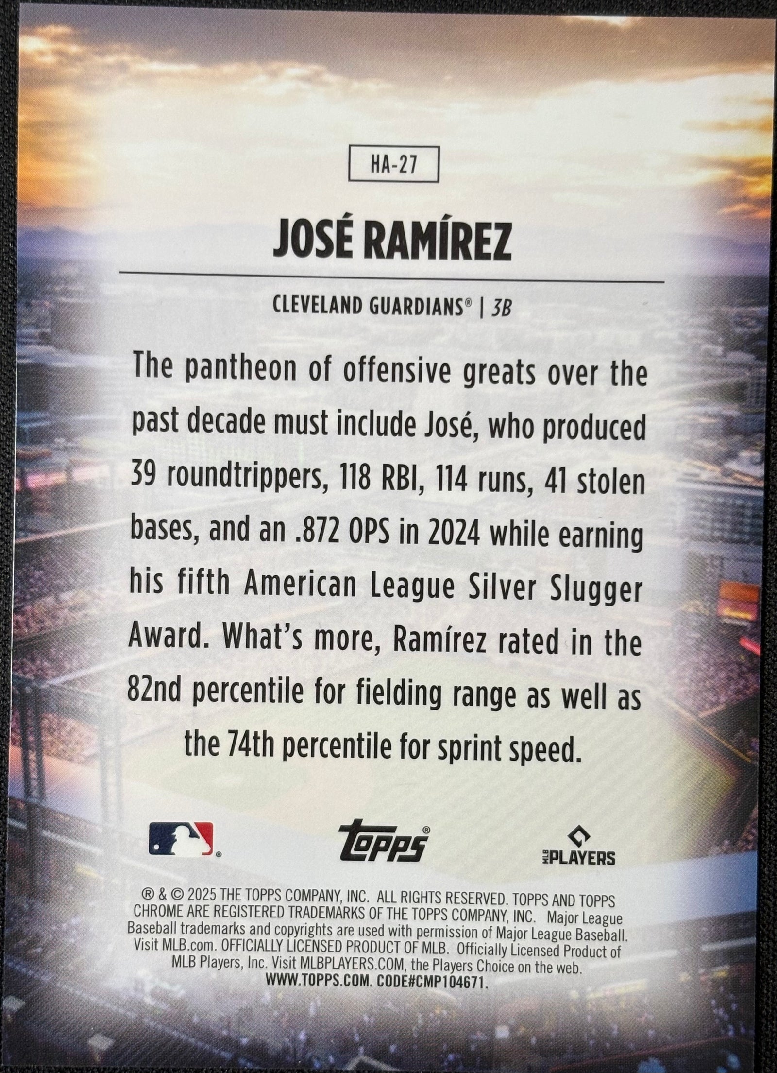 JOSÉ RAMÍREZ - 2025 Topps Chrome Home Field Advantage #HA-27