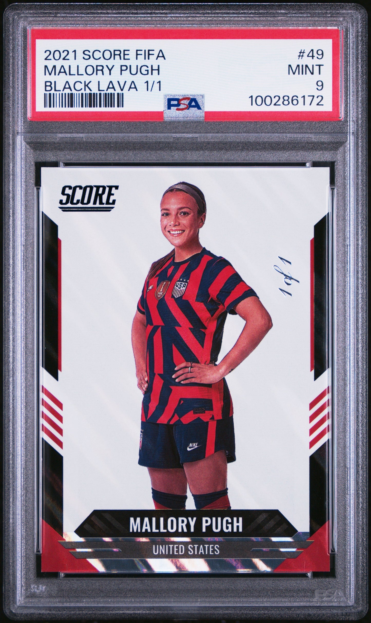 MALLORY PUGH - 2021 Score FIFA Black Lava 1/1 PSA 9