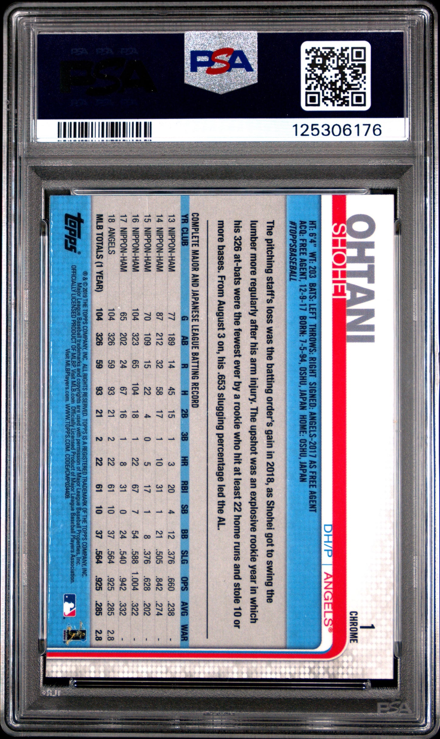 SHOHEI OHTANI / ICHIRO - 2019 Topps Chrome Variation Refractor PSA 10