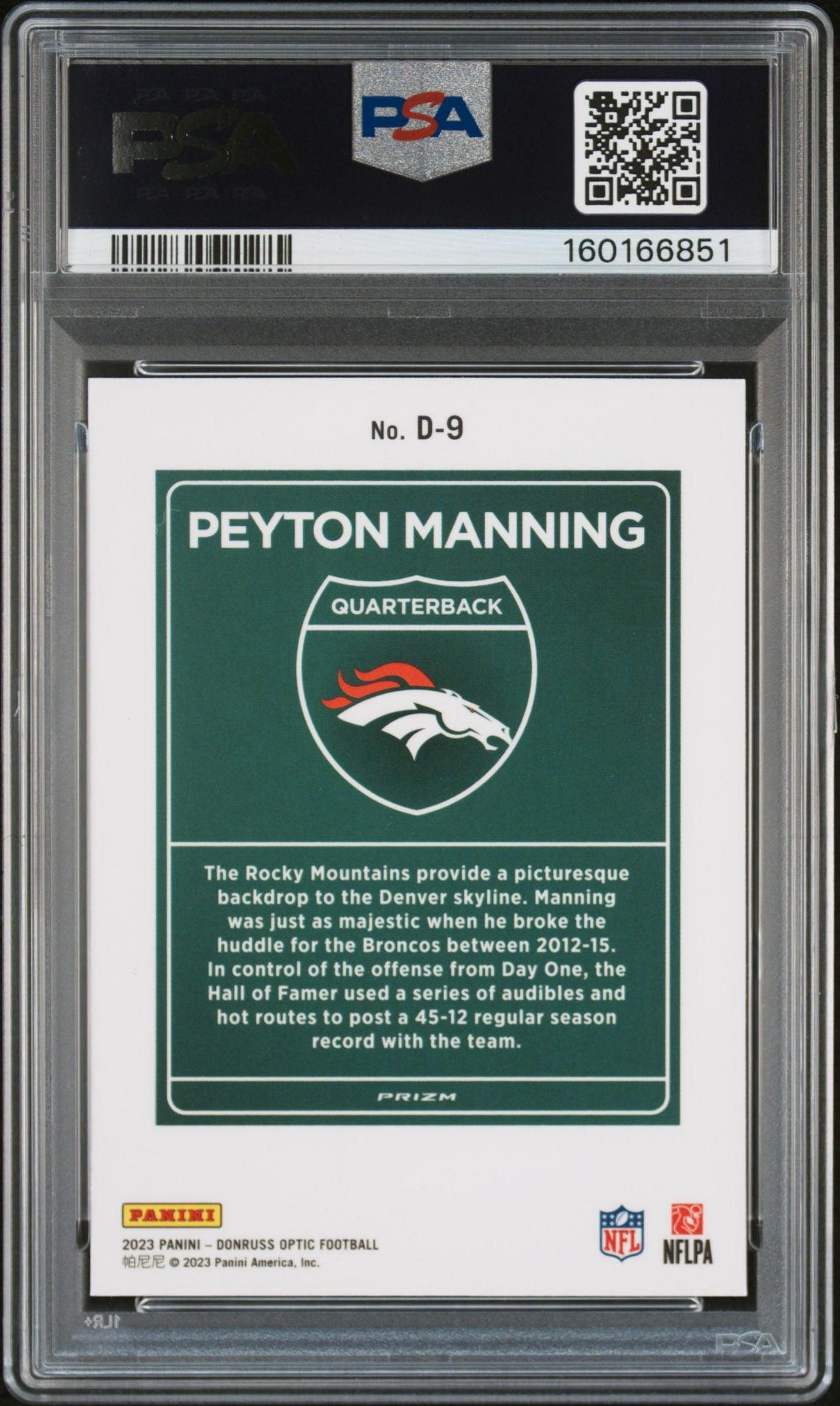 PEYTON MANNING - 2023 Donruss Optic Downtown PSA 9 #D9