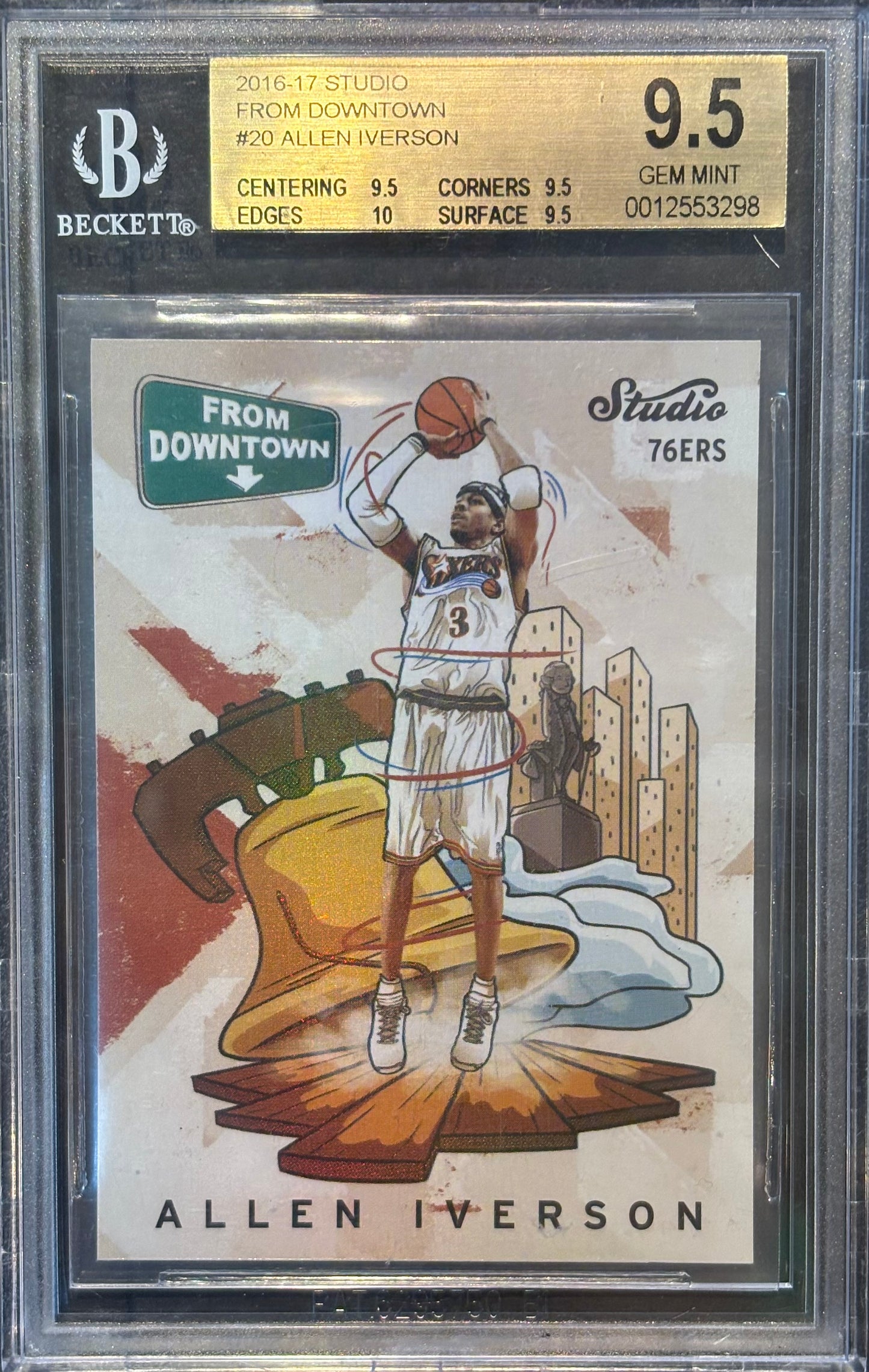 ALLEN IVERSON - 2016/17 Studio From Downtown #20 Case Hit SSP BGS 9.5