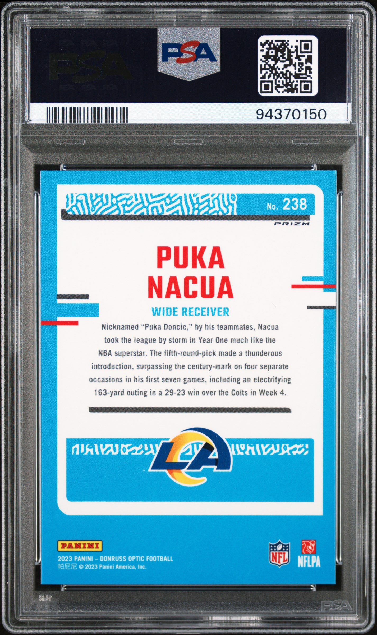 PUKA NACUA - 2023 Donruss Optic Fire RC PSA 10