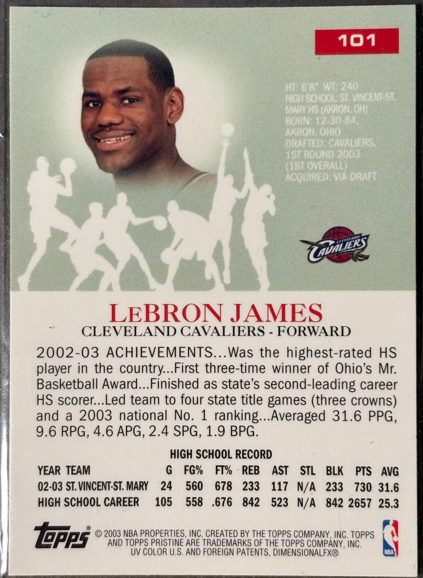 LeBRON JAMES - 2003/04 Topps Pristine RC