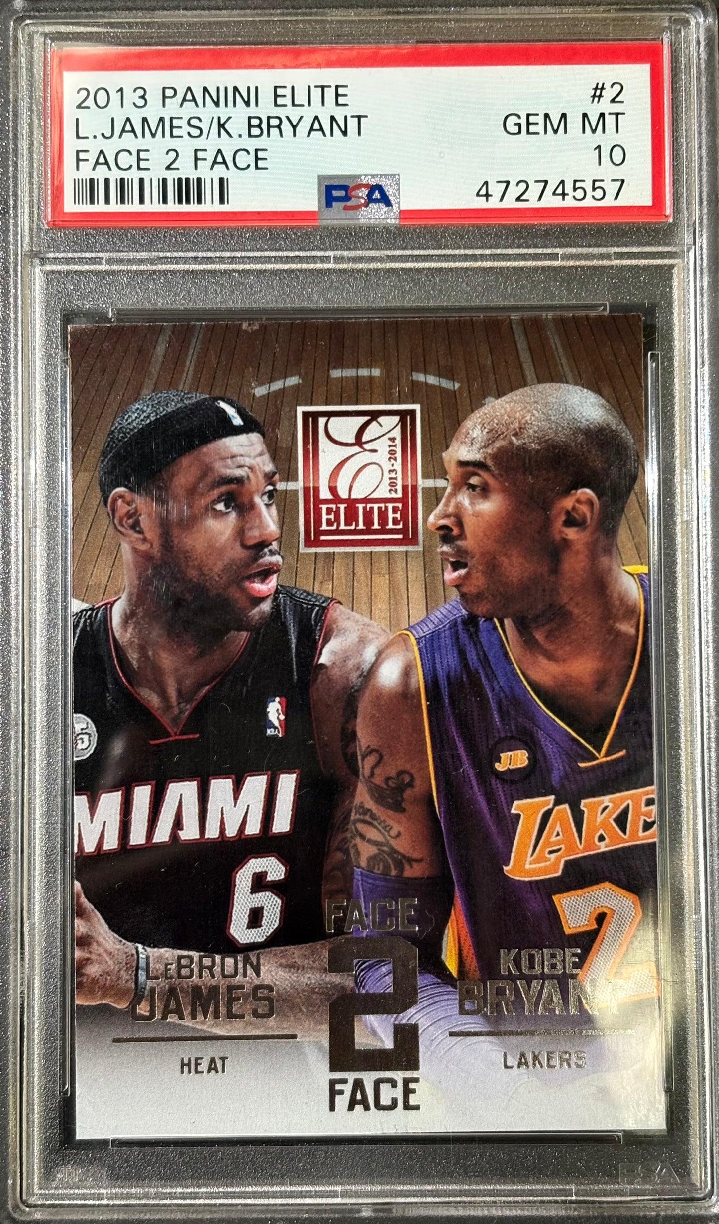 LEBRON JAMES / KOBE BRYANT - 2013 Panini Elite Face 2 Face PSA 10