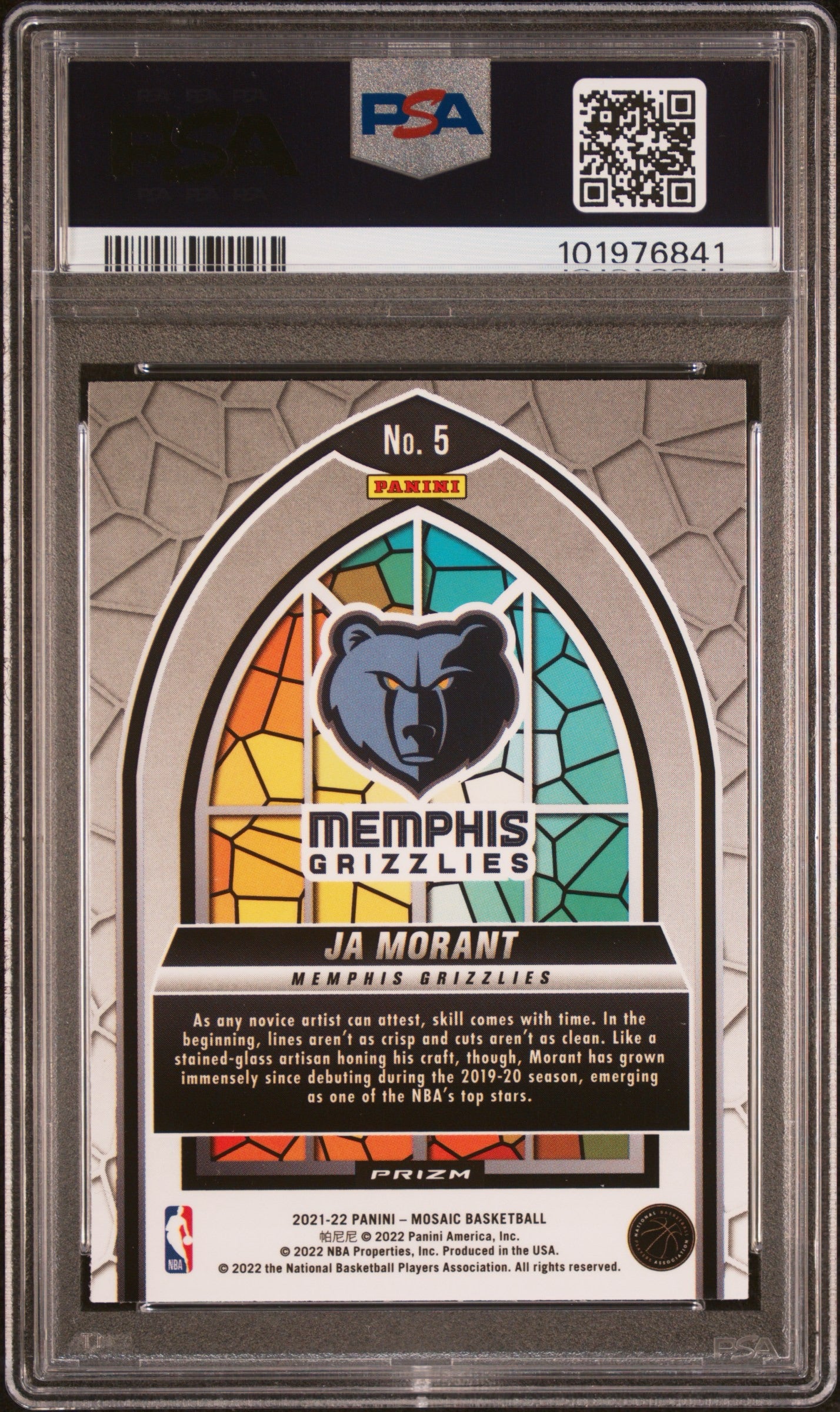 JA MORANT - 2021 Panini Mosaic Stained Glass PSA 10 Case Hit