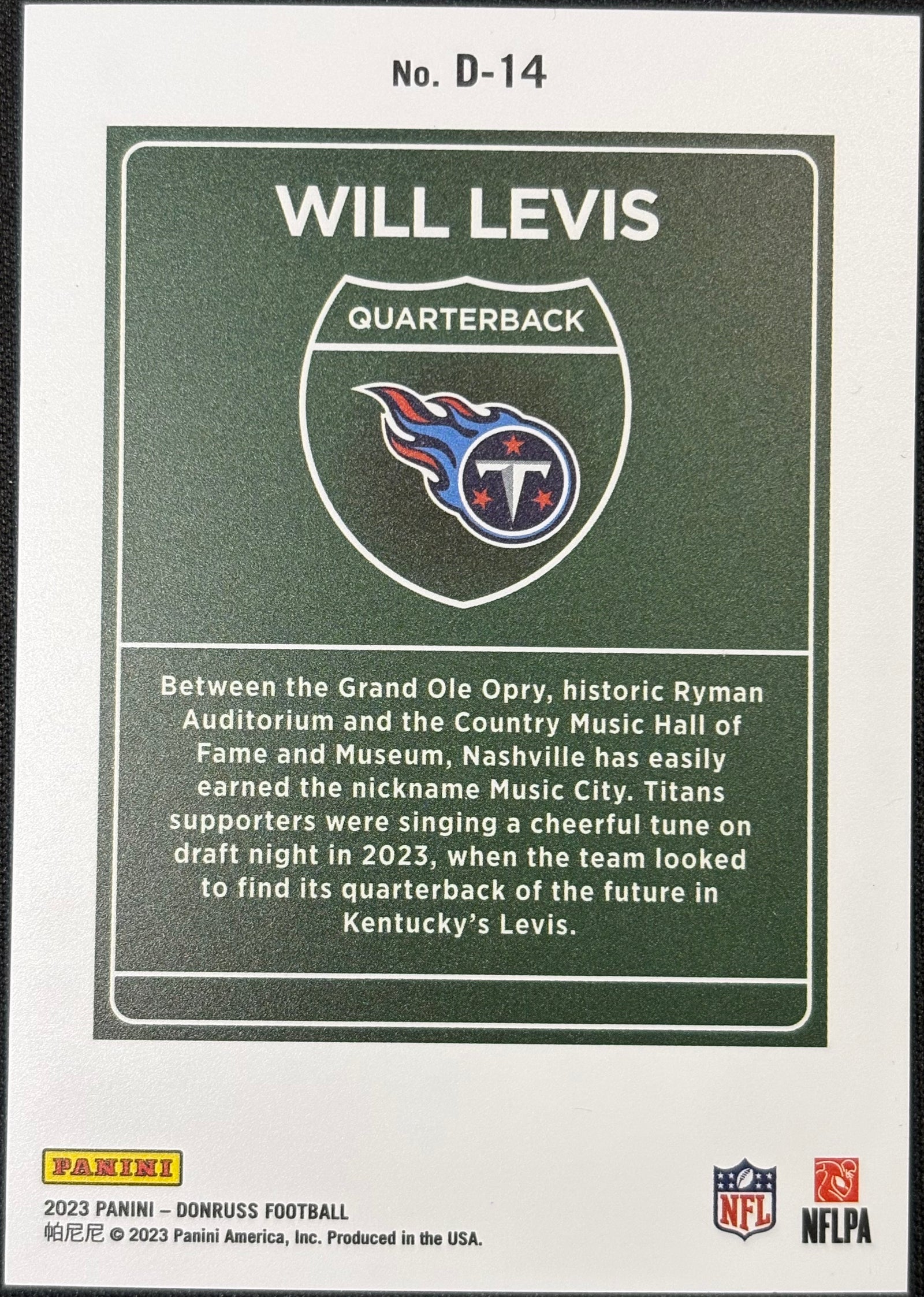 WILL LEVIS - 2023 Panini Donruss Downtown RC #D-14