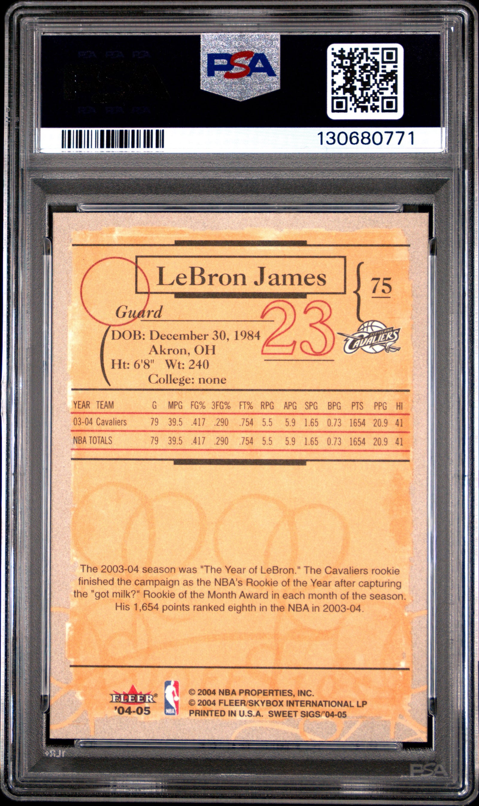 LeBRON JAMES - 2004 Fleer Sweet Sigs #75 PSA 10