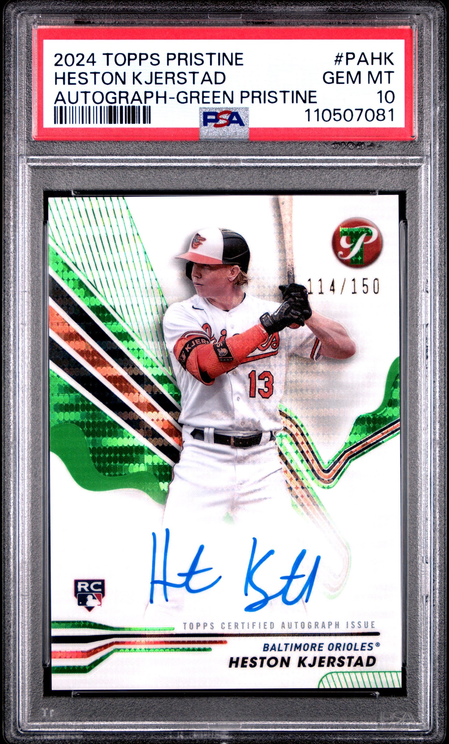 KJERSTAD - 2024 Topps Pristine Auto Green /150 RC PSA 10
