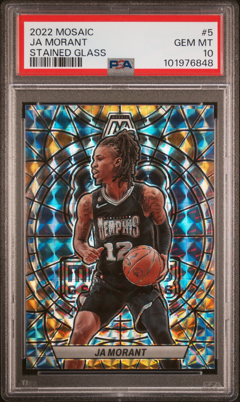 JA MORANT - 2022 Panini Mosaic Stained Glass PSA 10 Case Hit