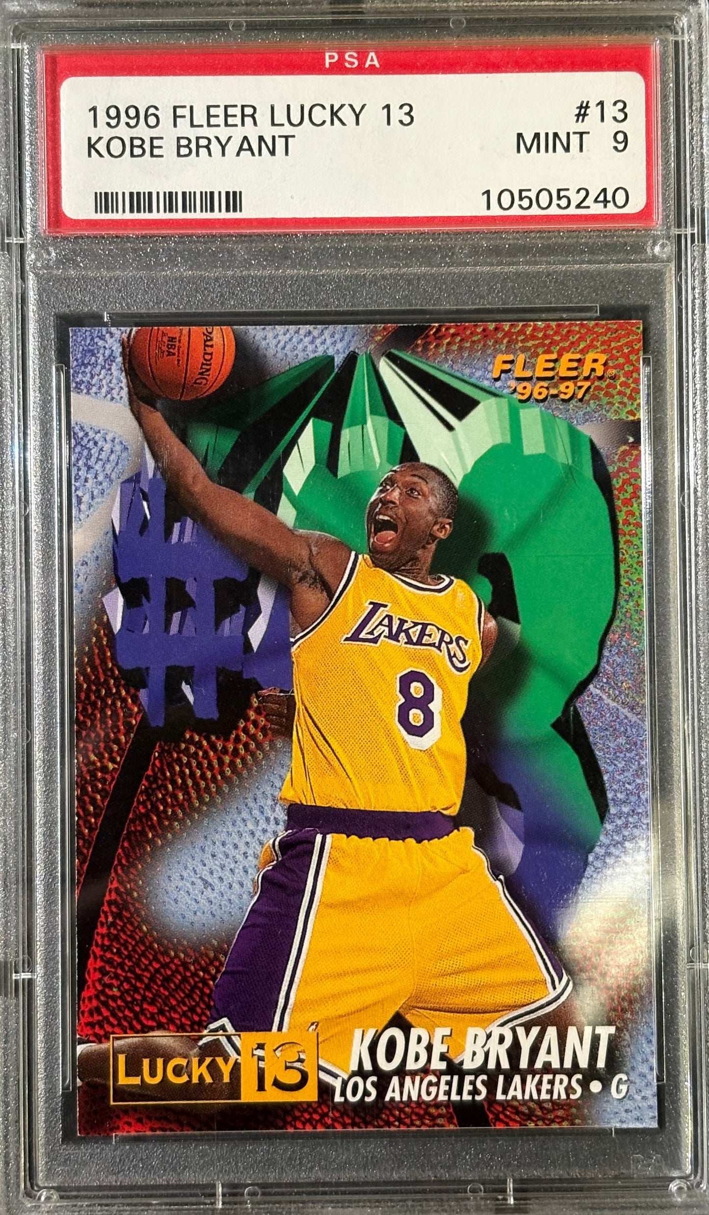 KOBE BRYANT - 1996 Fleer Lucky 13 Rookie PSA 9
