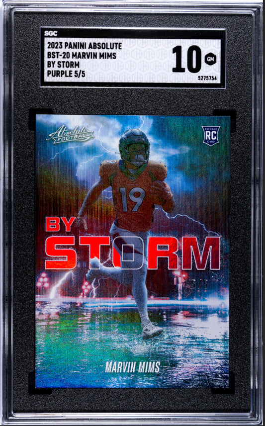 MARVIN MIMS - 2023 Panini Absolute By Storm Purple /5 SGC 10 RC