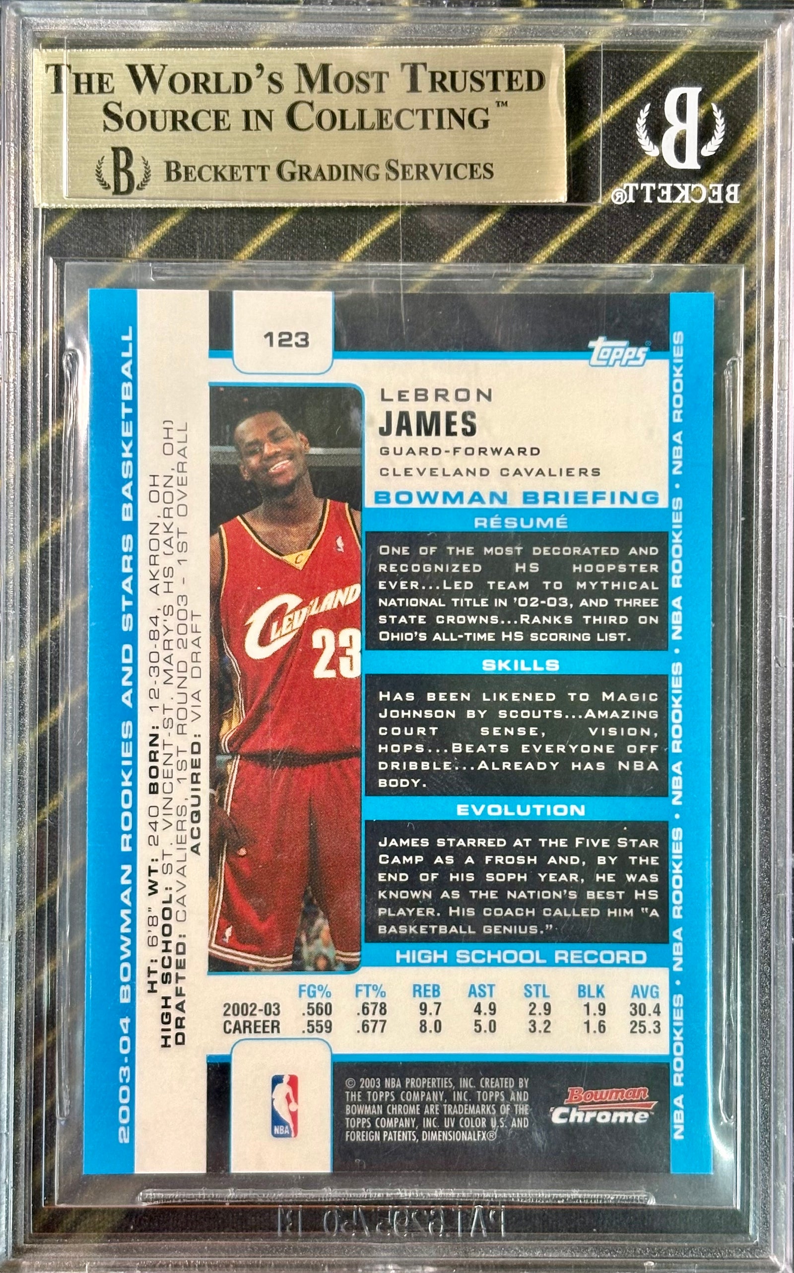 LeBRON JAMES - 2003/04 Bowman Chrome RC BGS 9.5 #123