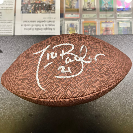Palla da Football Americano autografata da Tiki Barber - Certificata Beckett